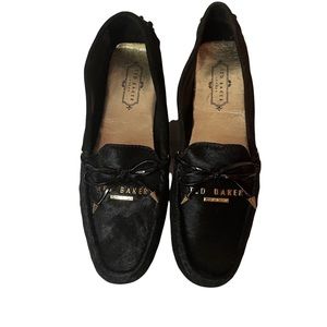 Ted Baker black suede Parnell Moccasins Loafers Driving Flats